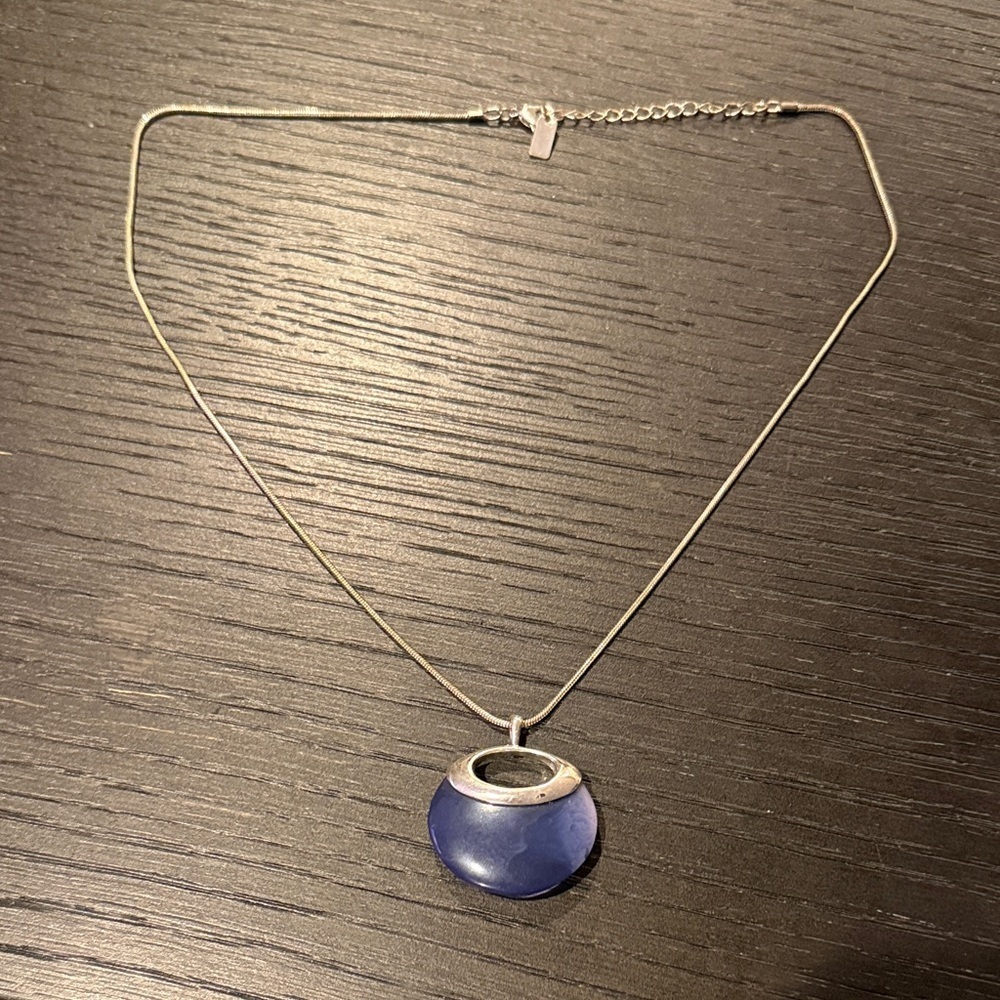 liz & co. Women’s Silver Necklace with Blue Accent Pendant